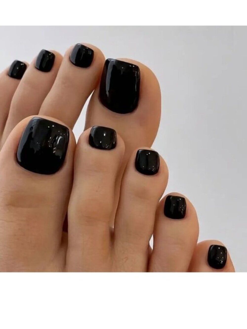 Nails 24 Black Press On Toenails Short Stylish Fake Glossy Tendy Glam Reusable
